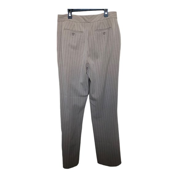 Liz Claiborne axcess Stretch Wide Leg Dress Pant Women's Taupe Brown Pin Stripe - Picture 2 of 12